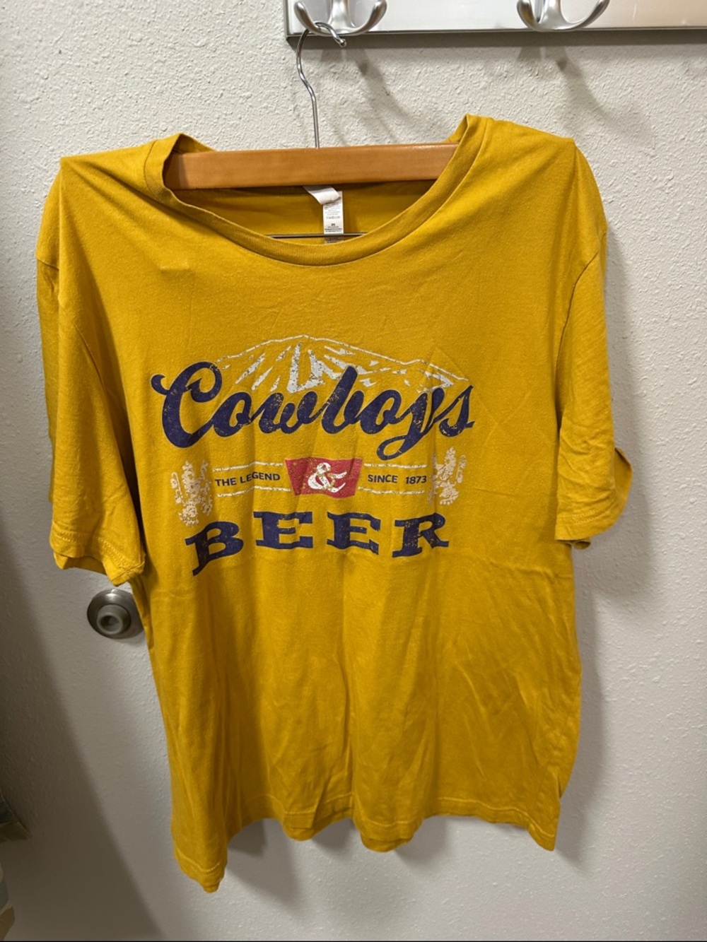 Cowboys and Beer Graphic T-Shirt - Mustard Yellow 2x